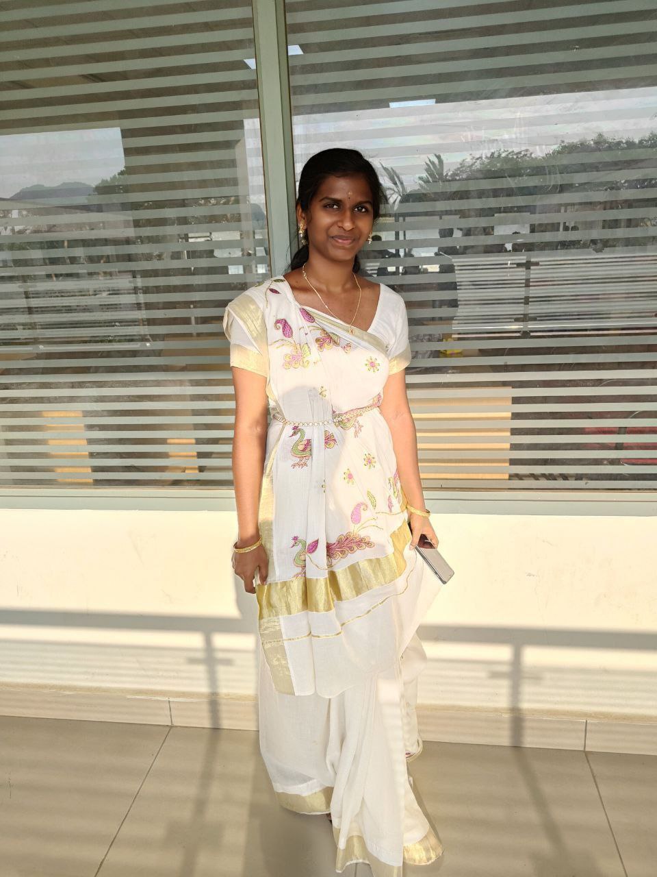 Kavya hosting on stage