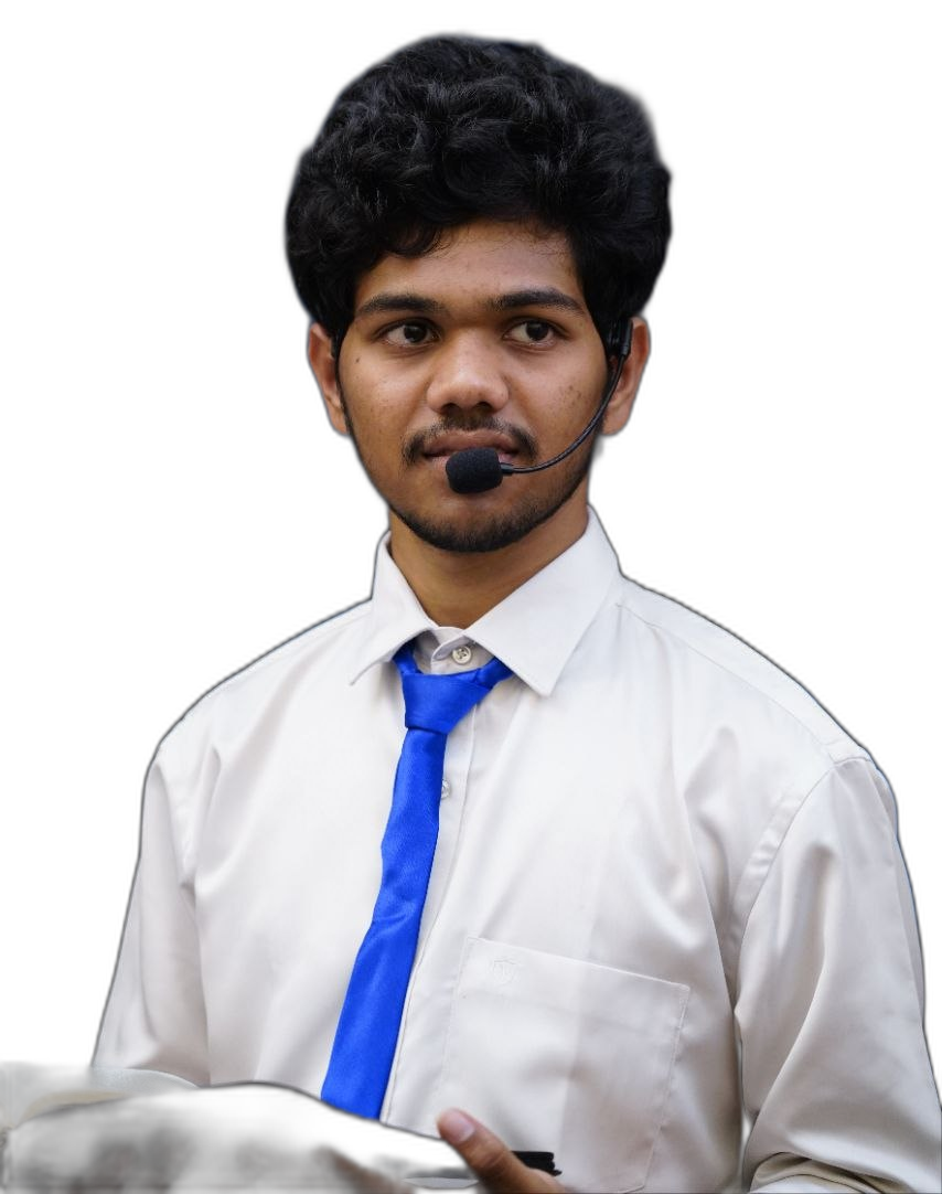 Kavya hosting an event with a headset microphone